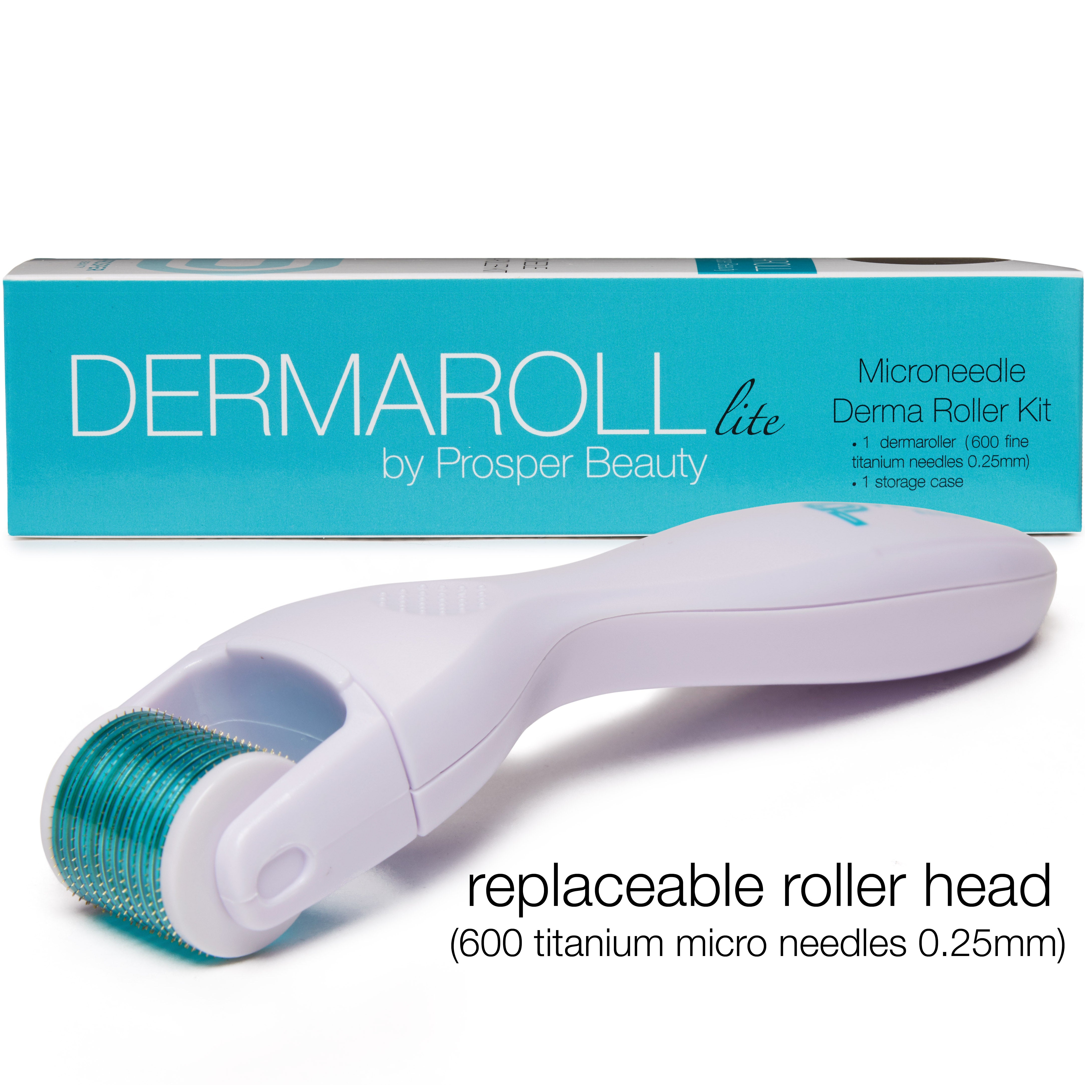 DERMAROLL LITE by Prosper Beauty (Microneedle Derma Roller Kit 0.25mm) with replaceable roller head