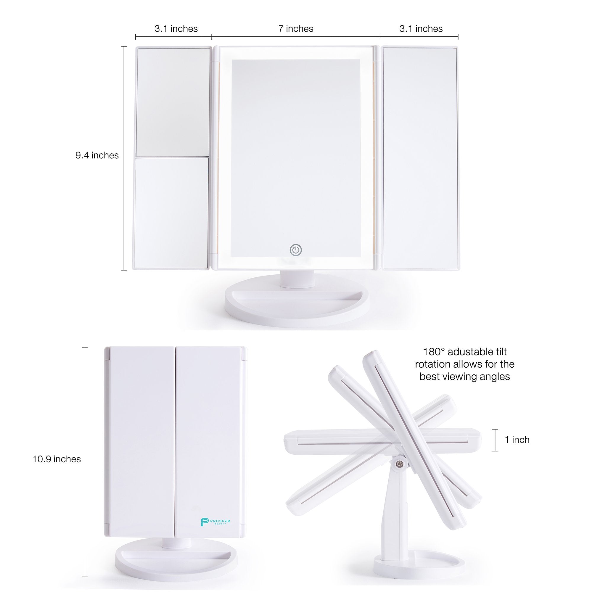 LIT by Prosper Beauty (LED Panoramic Vanity Mirror - White)