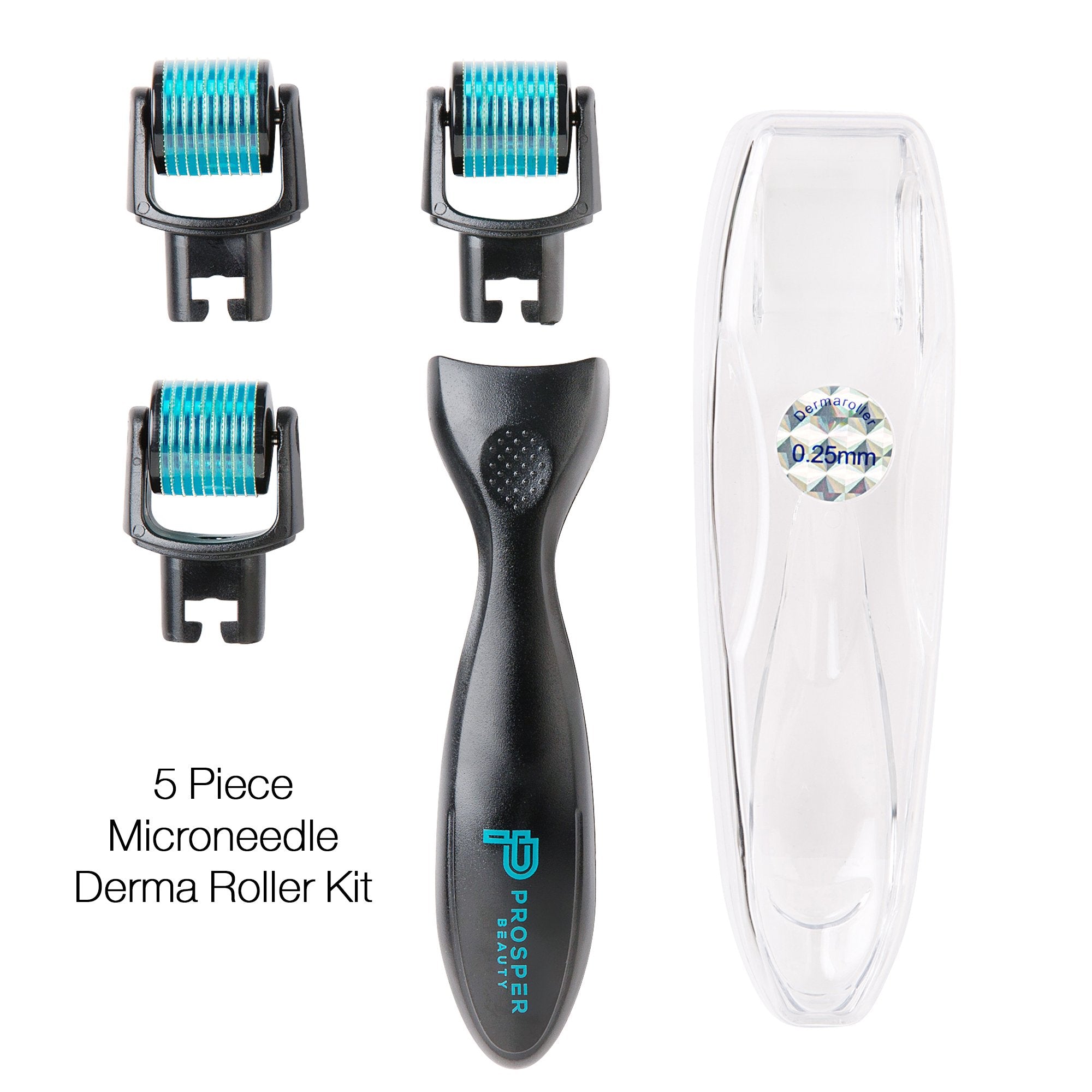 DERMAROLL BLACK by Prosper Beauty (5 Piece Microneedle Derma Roller Kit 0.25mm)