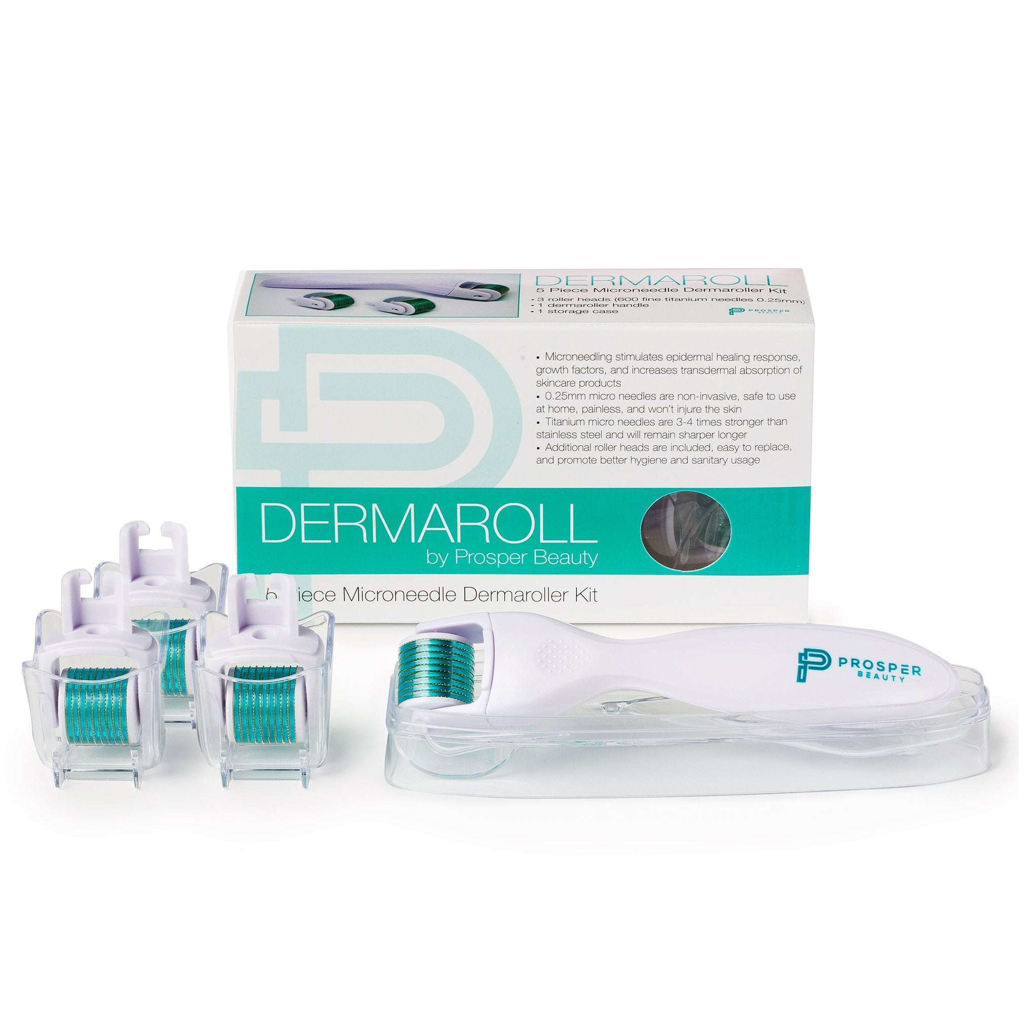 DERMAROLL by Prosper Beauty (6 Piece Microneedle Derma Roller Kit 0.25mm)