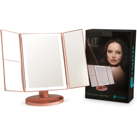 LIT by Prosper Beauty (LED Panoramic Vanity Mirror - Rose Gold)