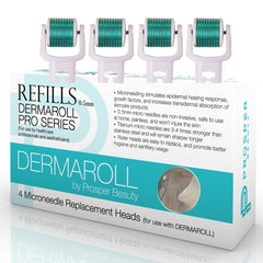 DERMAROLL REFILLS 0.5mm by Prosper Beauty (4 Roller Heads 0.5mm - NO HANDLE, ROLLER HEADS ONLY)