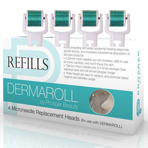 DERMAROLL REFILLS 0.25mm by Prosper Beauty (4 Roller Heads 0.25mm - NO HANDLE, ROLLER HEADS ONLY)